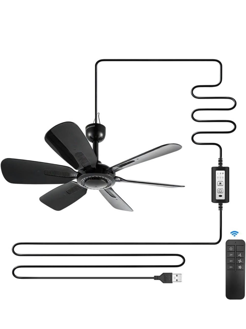 17.7" Portable 3 speed USB Ceiling Fan with Remote Control NWOT